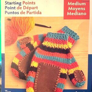 Boye Crocheted Mittens With Suede Palms & Thumb Medium Hands Vibrant Multicolor